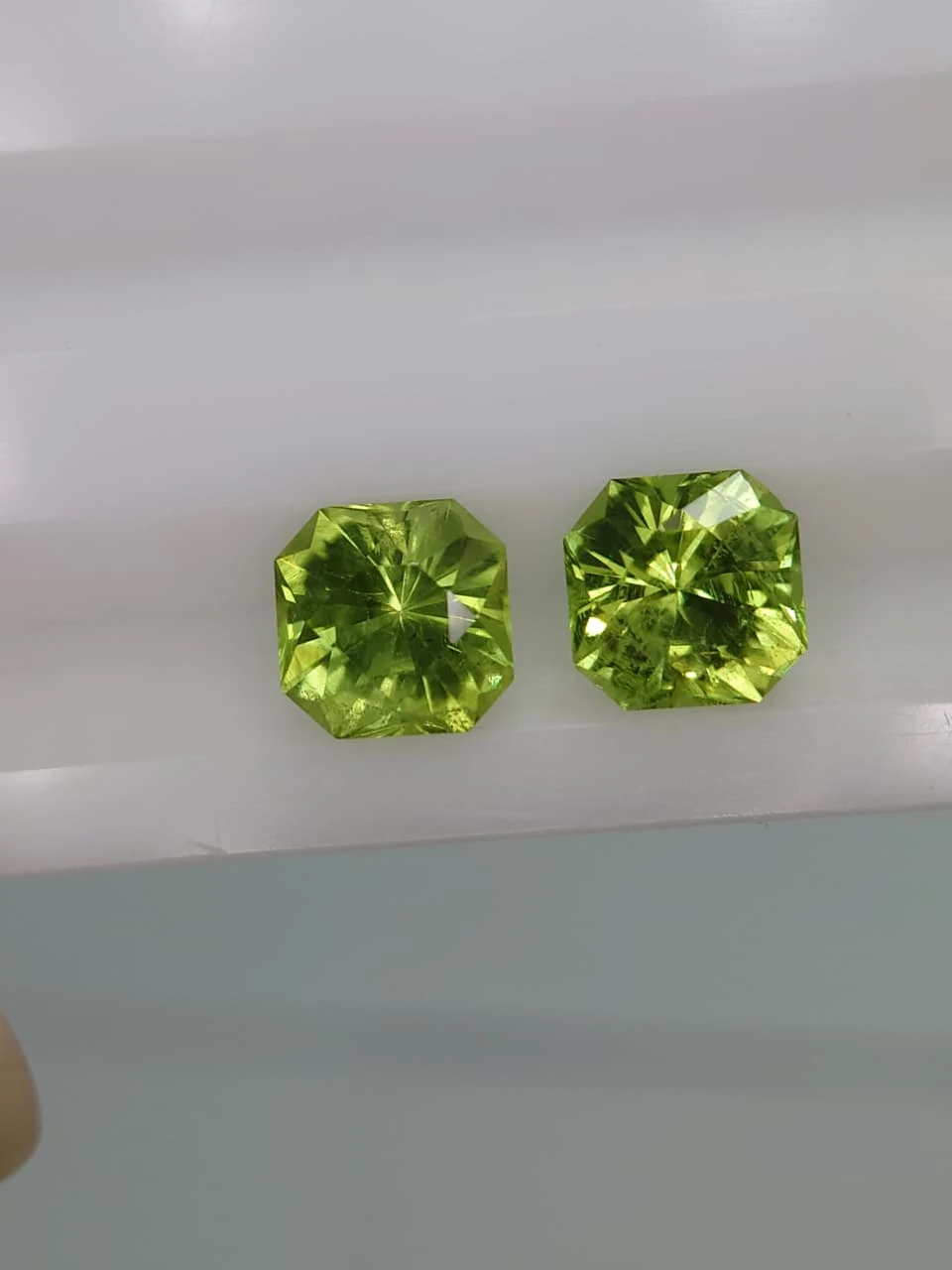 2.8ct Natural  Radiant Facated Peridot Pair from Pakistan — view 5